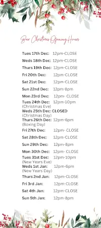 Christmas 2024 Bar Opening Times